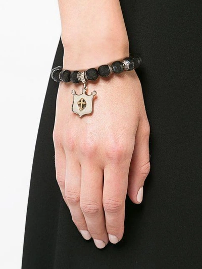 Shop Loree Rodkin Cross Shield Bracelet In Black