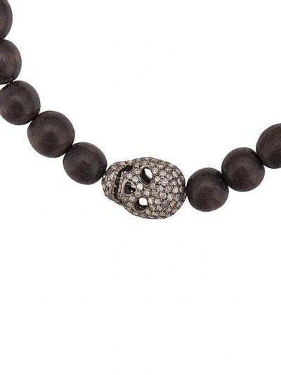 Shop Loree Rodkin Diamond Skull Beaded Bracelet - Black