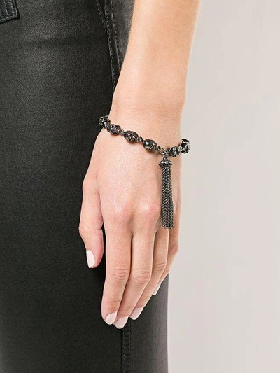 Shop Loree Rodkin Skull And Tassel Bracelet In Black