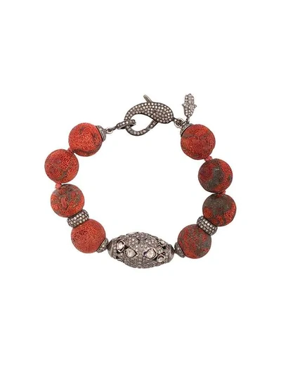 Shop Loree Rodkin Oversized Bead Clasp Bracelet In Red