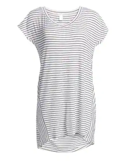 Shop Eberjey Vega Stripe Sleepshirt In Off White Black