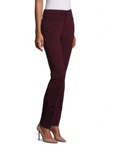 Shop Jen7 By 7 For All Mankind Mid-rise Slim Straight-leg Jeans In Dark Berry