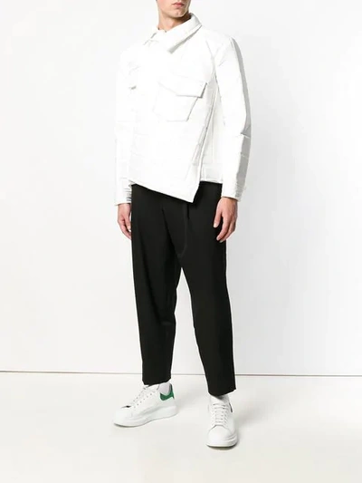 Shop Comme Des Garçons Homme Deux Asymmetrical Square-embossed Jacket In White