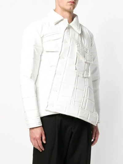 Shop Comme Des Garçons Homme Deux Asymmetrical Square-embossed Jacket In White
