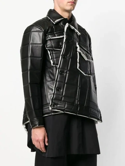 Shop Comme Des Garçons Homme Deux Asymmetrical Square-embossed Jacket In Black