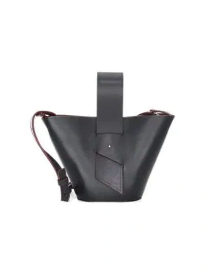 Shop Carolina Santo Domingo Mini Amphora Leather Bucket Bag In Black Rust
