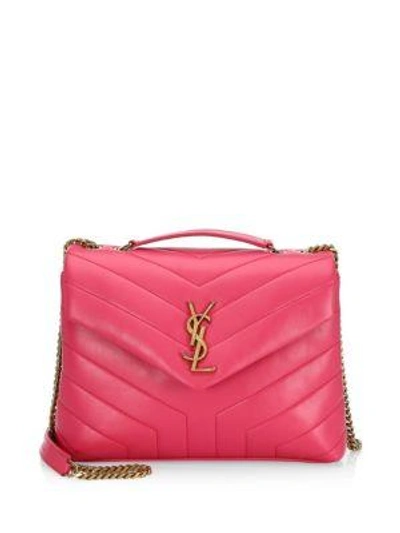 Shop Saint Laurent Small Lou Lou Chain Strap Shoulder Bag In Fuchsia