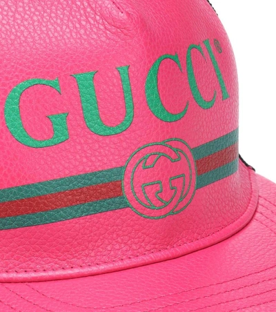 Gucci Print皮革棒球帽