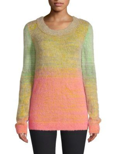 Shop Missoni Ombré Mohair Knit Sweater In Teal Pink Sherbert