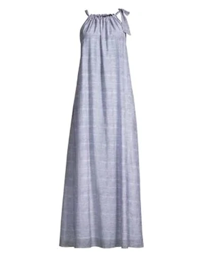 Shop Roller Rabbit Capellini Silk-blend Tied Maxi Dress In Navy