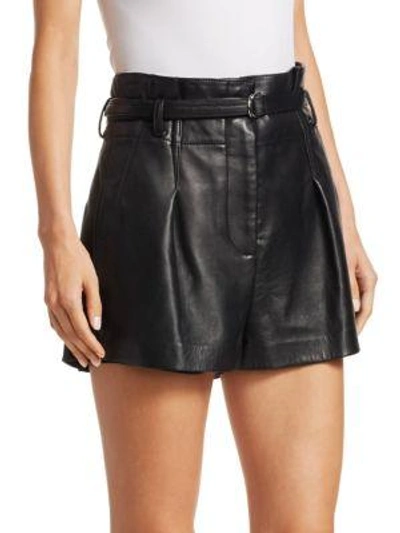 Shop 3.1 Phillip Lim / フィリップ リム Origami Leather Shorts In Black
