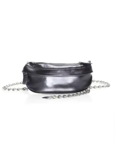 Shop Avec La Troupe Chain Metallic Leather Belt Bag In Black Metallic