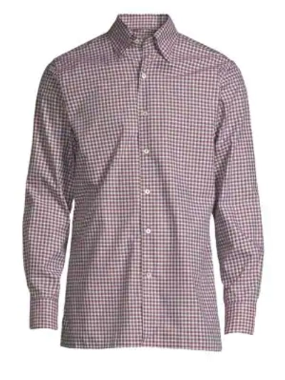 Shop Canali Checked Sport Shirt In Red