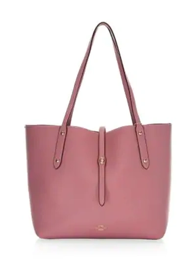 Shop Coach Polished Pebbled Leather Market Tote In Rose