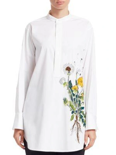 Shop Oscar De La Renta Embellished Dandelion Tunic In White