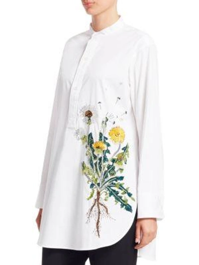 Shop Oscar De La Renta Embellished Dandelion Tunic In White