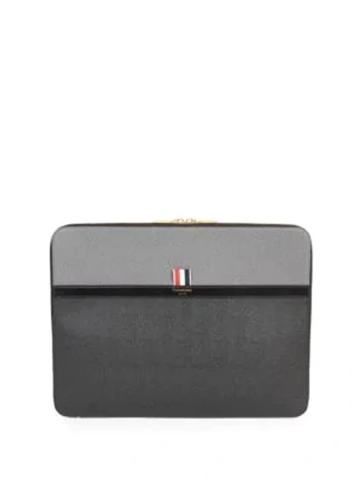 Shop Thom Browne Colorblock Leather Document Holder In Black