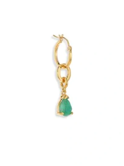 Shop Paige Novick Modular Single Mini 18k Yellow Gold Hoop Earring & Interchangeable Emerald Charm