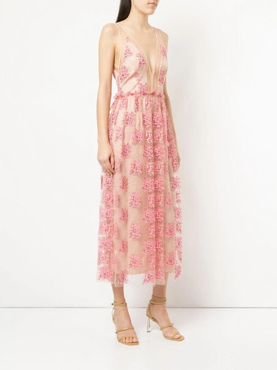 Shop Manning Cartell Embroidered Sheer Mid Dress - Pink