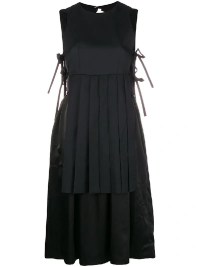 Shop Comme Des Garçons Noir Kei Ninomiya Pleated Layer Tie-side Dress - Black