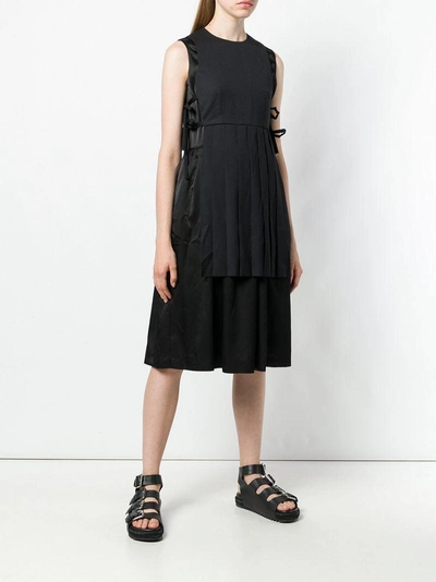Shop Comme Des Garçons Noir Kei Ninomiya Pleated Layer Tie-side Dress - Black