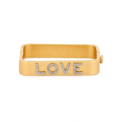Shop Tory Burch Crystal-embellished Lover Bracelet In Gold