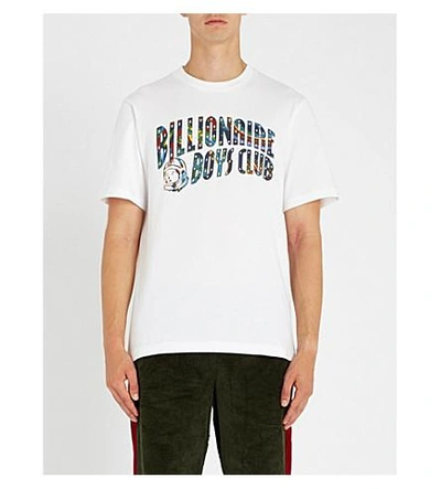 Shop Billionaire Boys Club Paisley Brand-print Cotton-jersey T-shirt In White