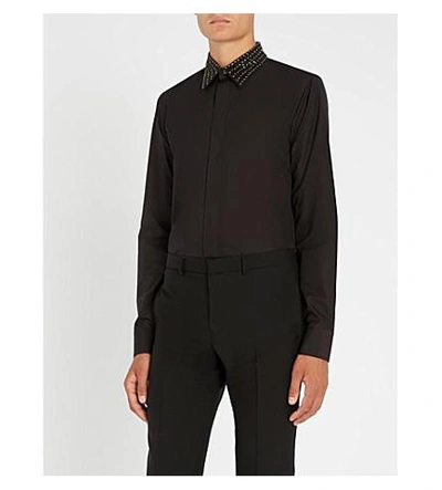 Shop Givenchy Sequin-embellished Regular-fit Cotton Shirt In Black