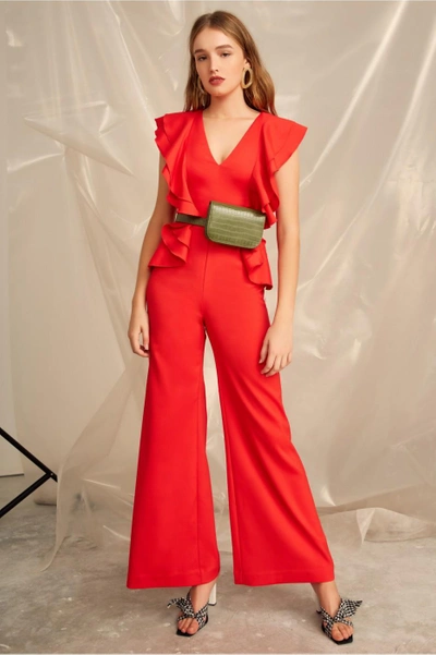 Shop C/meo Collective You Or Me Jumpsuit In Cherry