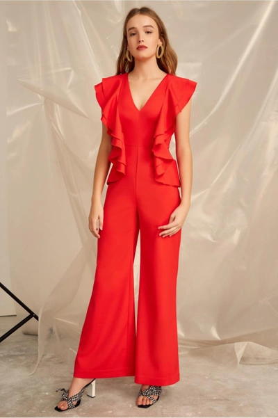 Shop C/meo Collective You Or Me Jumpsuit In Cherry