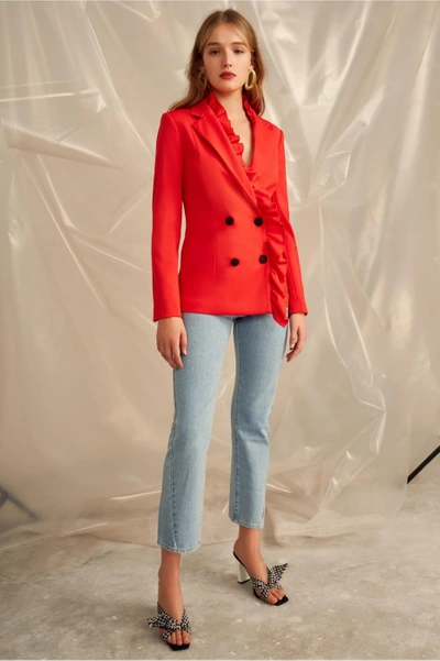 Shop C/meo Collective You Or Me Blazer In Cherry