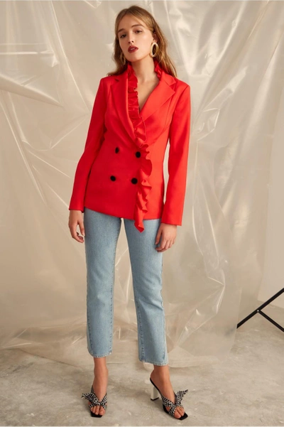 Shop C/meo Collective You Or Me Blazer In Cherry