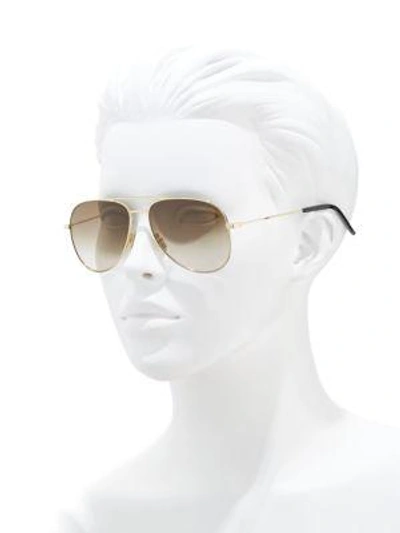 Shop Saint Laurent Classic 11 Oversized Metal Aviator Sunglasses In Gold