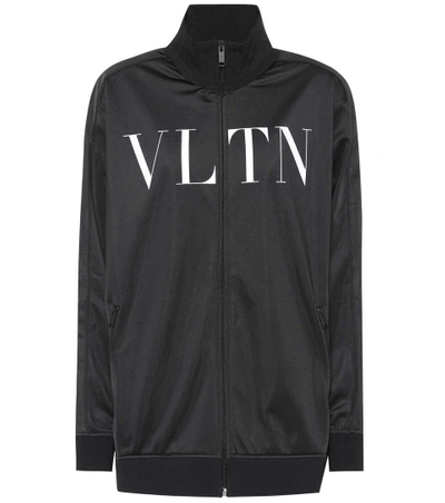 Shop Valentino Printed Jersey Track Jacket In Black
