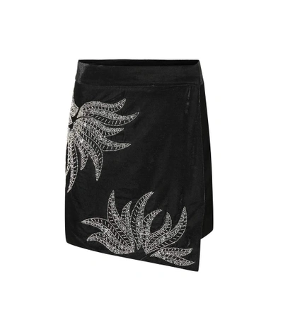 Shop Dodo Bar Or Embellished Velvet Miniskirt In Black