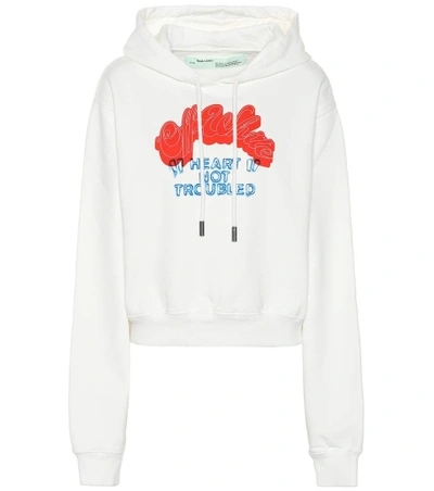 Shop Off-white Heart Not Troubled Cotton Hoodie In White