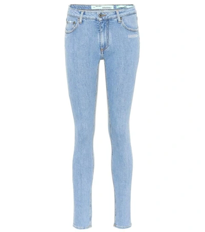 Shop Off-white Mid-rise Skinny Jeans In Blue