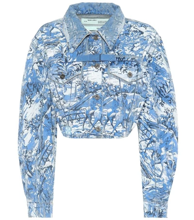 Shop Off-white Cropped Denim Jacket In Blue