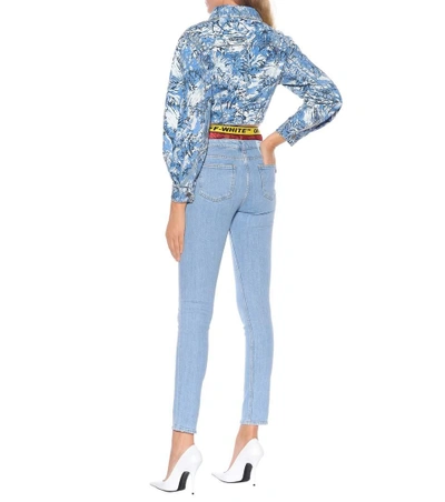 Shop Off-white Cropped Denim Jacket In Blue