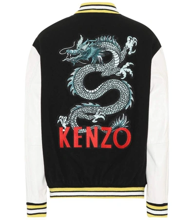 Shop Kenzo Embroidered Varsity Jacket In Black