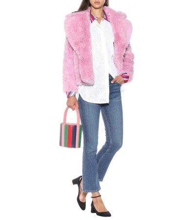 Shop Msgm Faux Fur Jacket In Pink