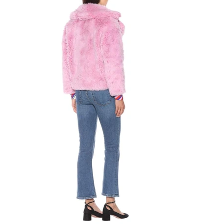Shop Msgm Faux Fur Jacket In Pink