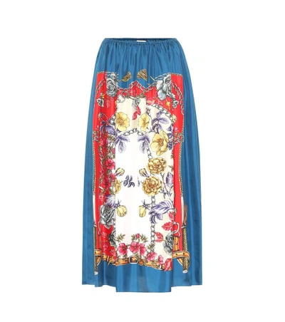 Shop Gucci Boudoir-printed Silk Skirt In Multicoloured