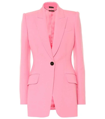 Shop Alexander Mcqueen Wool And Silk-blend Blazer In Pink