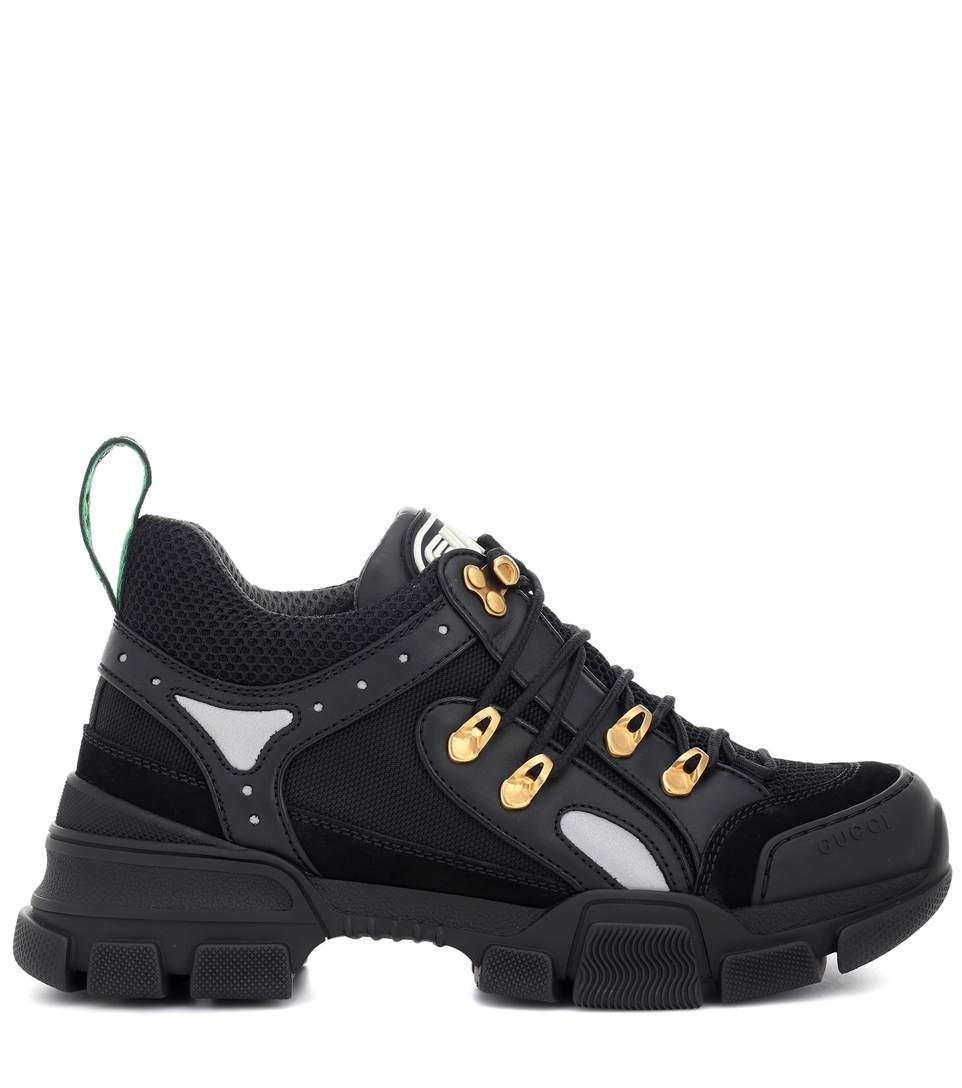 Gucci Flashtrek Leather Sneakers In 1079 Black | ModeSens