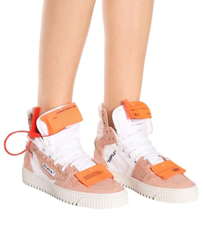 Shop Off-white Embossed Suede Sneakers In Pink
