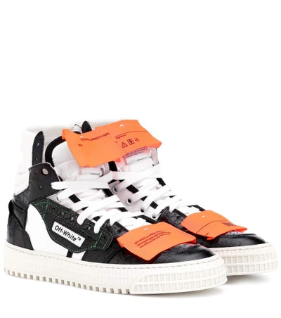 Shop Off-white Embossed Leather Sneakers In Black