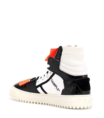 Shop Off-white Embossed Leather Sneakers In Black