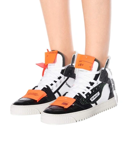 Shop Off-white Embossed Leather Sneakers In Black