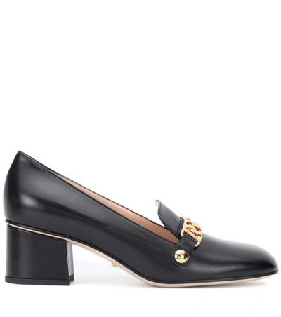 Shop Gucci Sylvie Mid-height Leather Pumps In Black